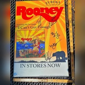 2010 ROONEY BAND AUTOGRAPHED EUREKA ALBUM POSTER 11X17 IN